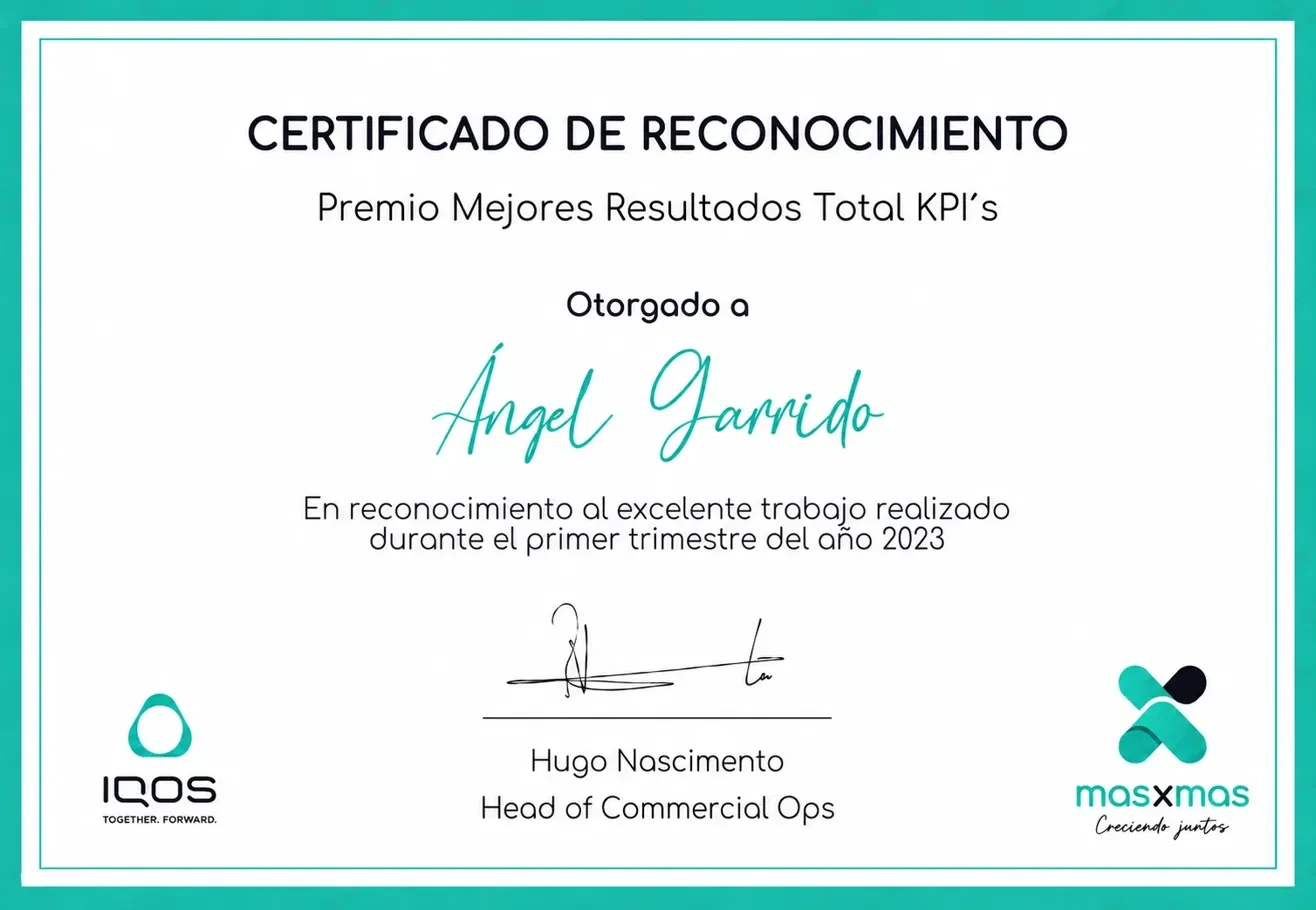 Diploma — Premio Mejores Resultados — Total KPI's
