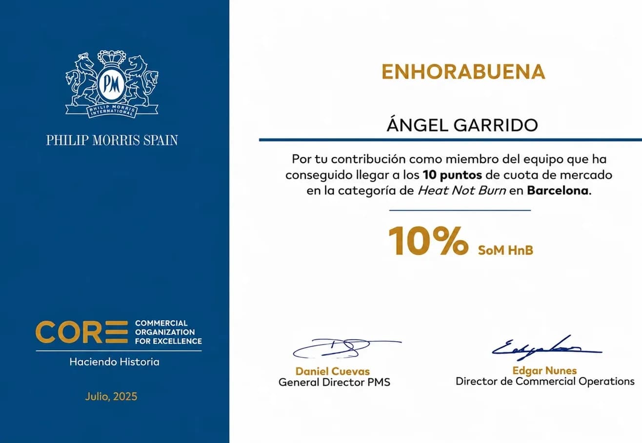 Diploma — 10% de cuota — Heat Not Burn (Barcelona)
